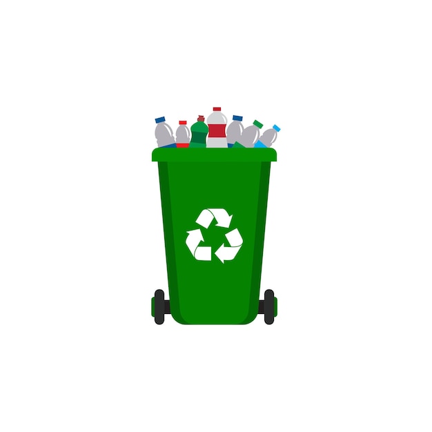 Modelo de clipart de ilustração de ícone de lixeira de plástico