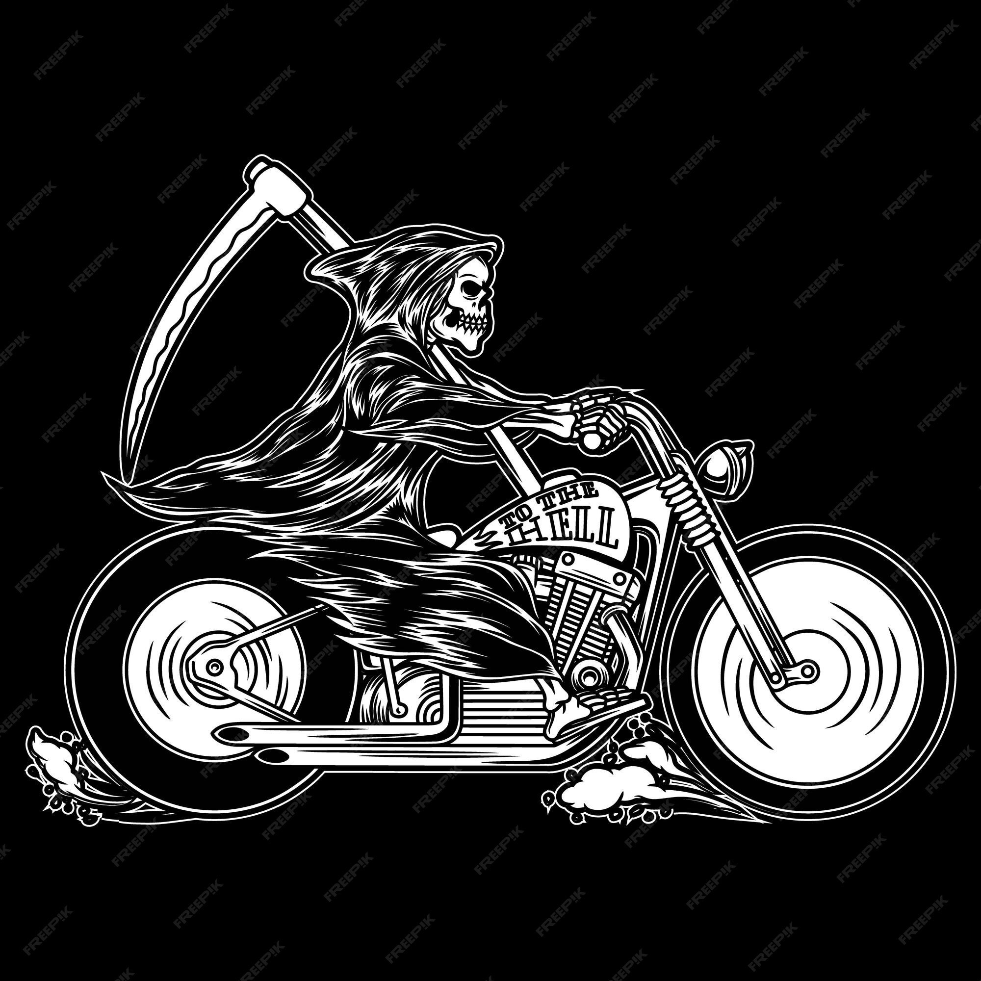 Ilustração hipopótamo em equipamento de clube de motociclismo