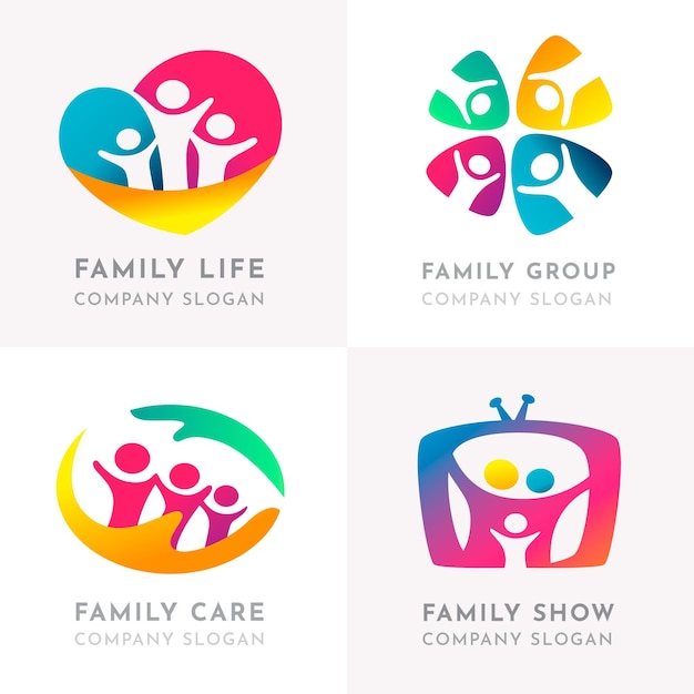 Vetor modelo de coleção de logotipo de família