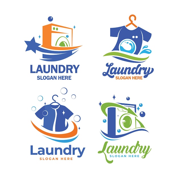 Vetor modelo de coleção de logotipo de lavanderia vetor de ilustração de serviço de lavanderia