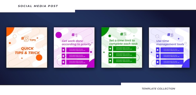 Vetor modelo de coleção de postagens do instagram dicas