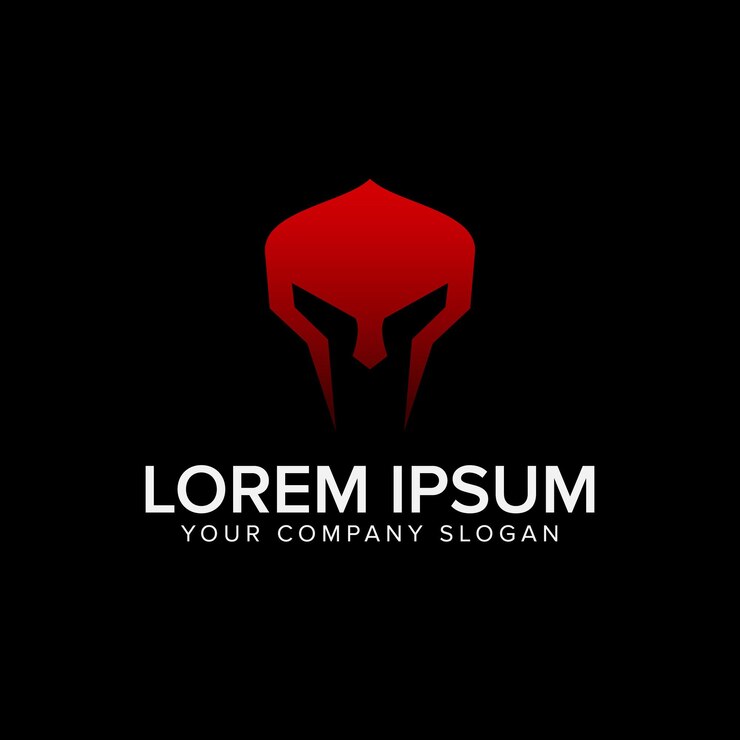 Vetor modelo de conceito de design de logotipo de máscara espartana vetor totalmente editável