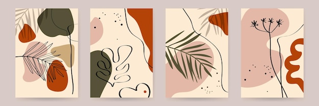 Modelo de conjunto de design de arte de parede botânica
