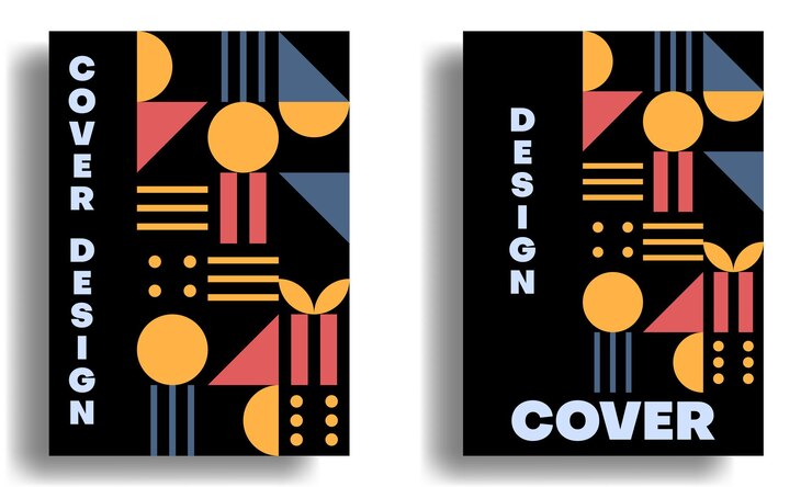 Vetor modelo de conjunto de design de capa com forma de padrão geométrico