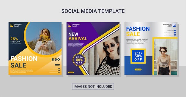 Modelo de conjunto de postagem de mídia social de moda
