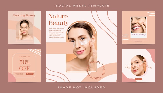 Modelo de conjunto de postagem no Instagram de conceito criativo minimalista para maquiagem cosmética em mídia social