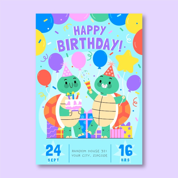 Modelo de convite de aniversário plano
