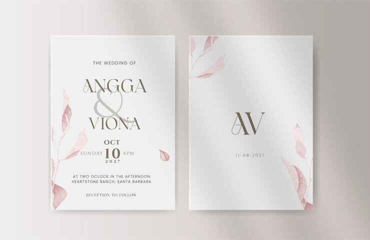 Modelo de convite de casamento aquarela de eucalipto