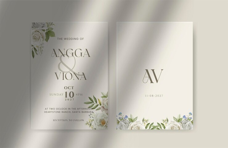 Modelo de convite de casamento com aquarela rosa de folhagem
