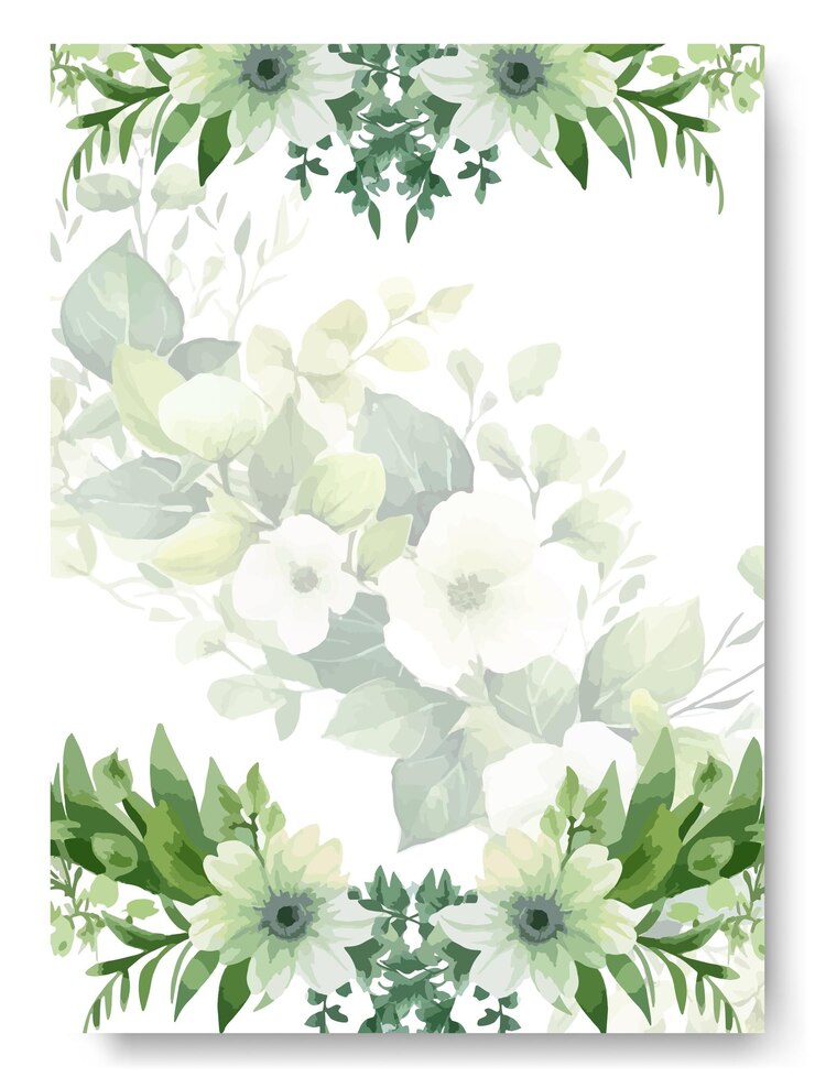 Vetor modelo de convite de casamento com linda flor de jasmim branco conjunto de convite de casamento floral
