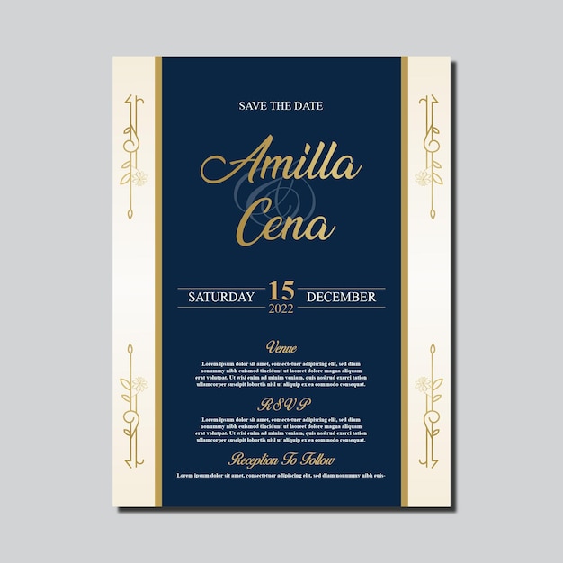 Modelo de convite de casamento de luxo Golden Gradient