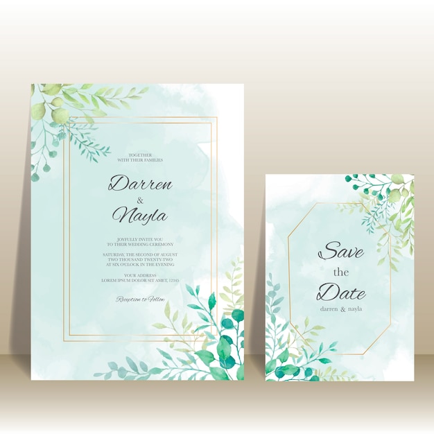 Modelo de convite de casamento elegante com decoração floral