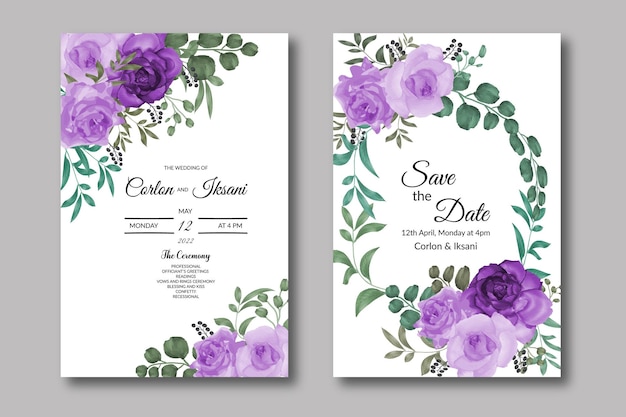 Modelo de convite de casamento em aquarela linda flor desabrochando Vetor grátis