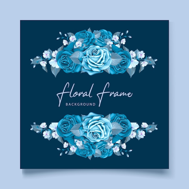 Modelo de convite de casamento floral azul clássico