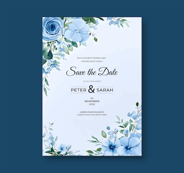 Modelo de convite de casamento floral elegante