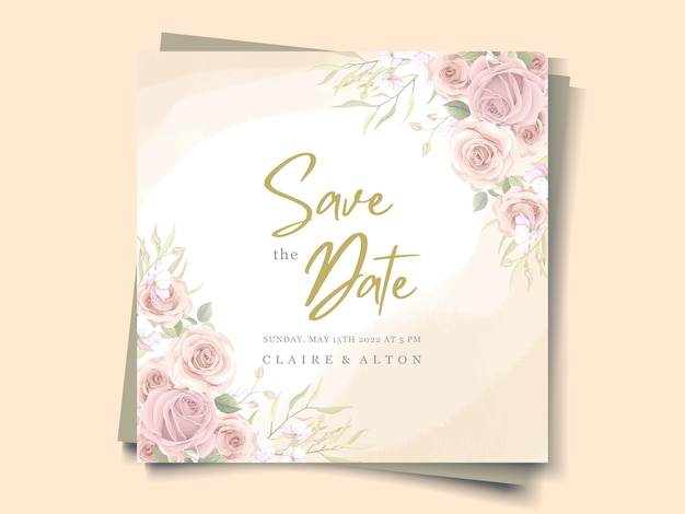 Modelo de convite de casamento floral suave