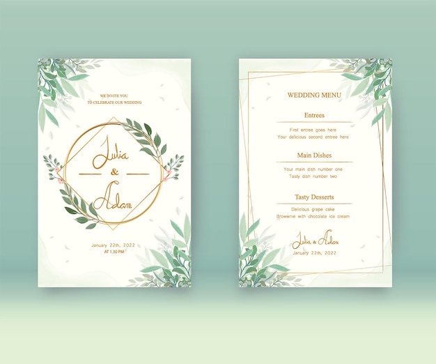 Modelo de convite de casamento Vetor Premium