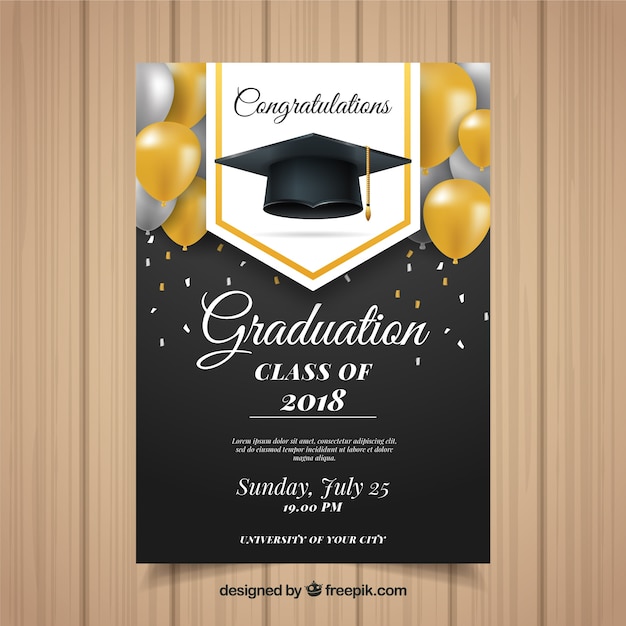 Modelo de convite de formatura clássico com design realista