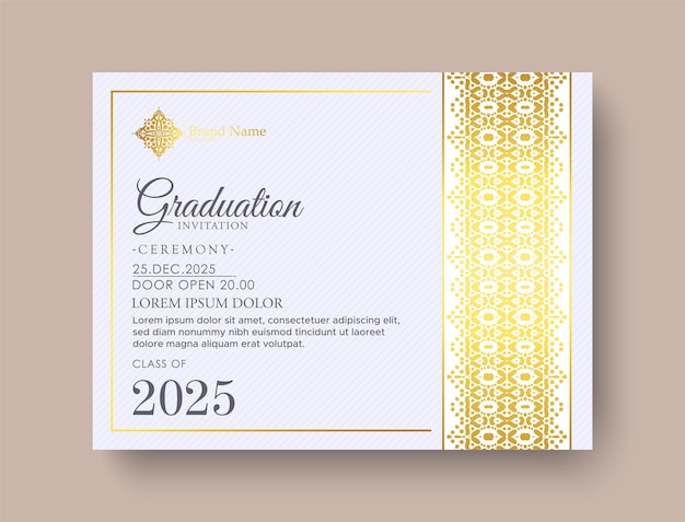 Modelo de convite de formatura elegante com borda ornamental