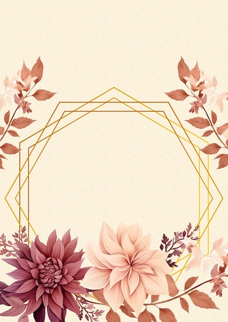 Modelo de convite de fundo de coroa marrom e bege com flora e flor