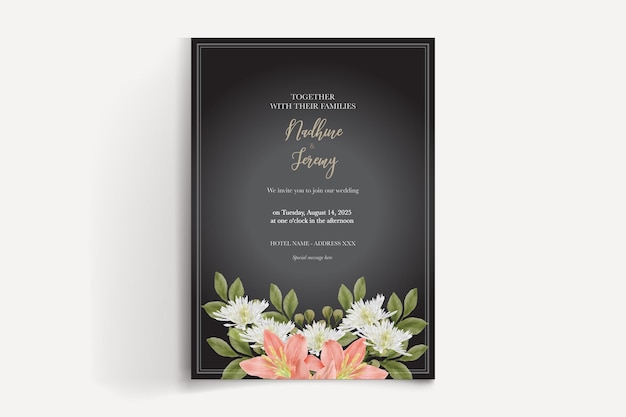 Modelo de convite floral de chuveiro de noiva