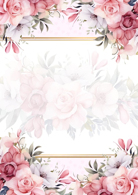 Vetor modelo de convite moderno de fundo rosa e branco com floral e flor