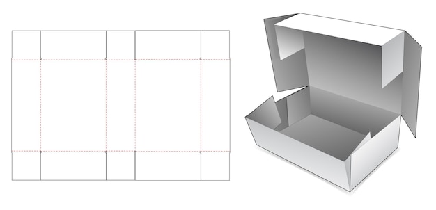Modelo de corte e vinco de caixa dobrada de 1 peça