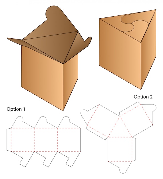 Modelo de corte e vinco de embalagem caixa triângulo. 3d