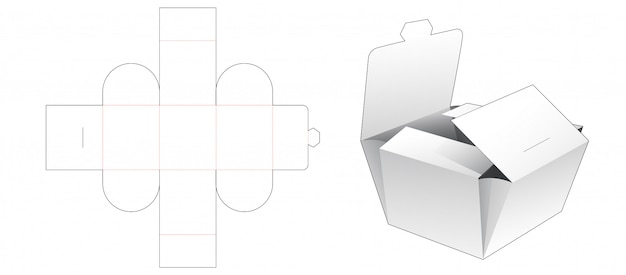 Modelo de corte e vinco de embalagem de padaria dobrável