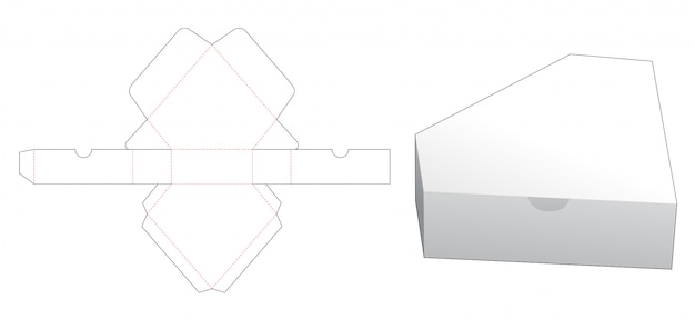 Modelo de corte e vinco em forma de caixa de embalagem
