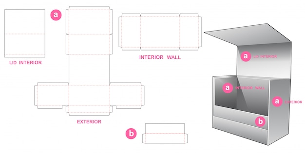 Modelo de corte e vinco rígido flip top box