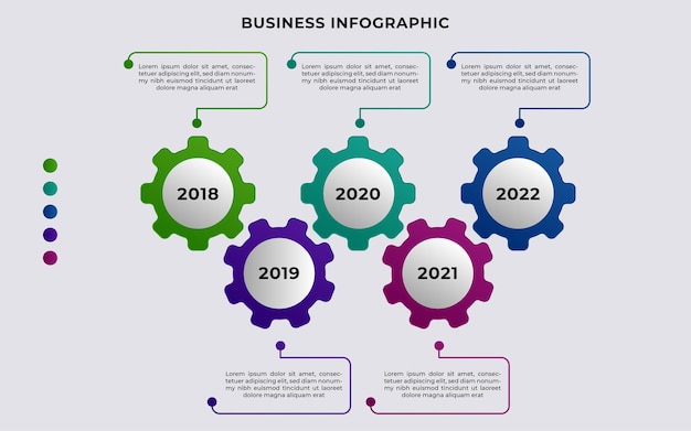 Modelo de cronograma de infográfico de negócios 5 etapas