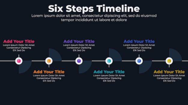 Vetor modelo de cronograma infográfico com seis etapas