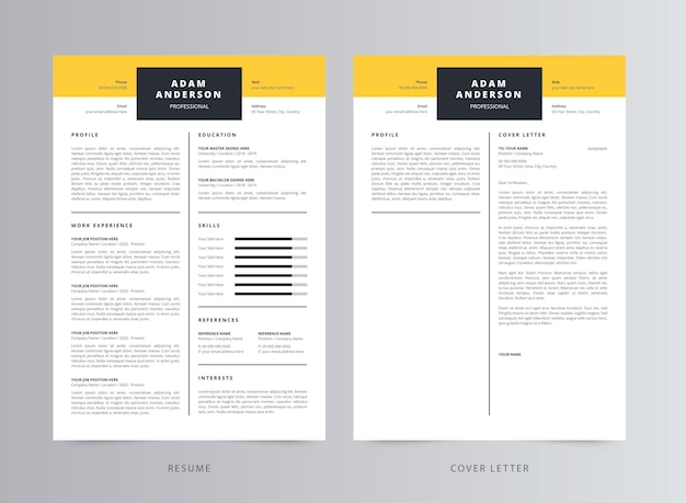 Modelo de currículo profissional ou cv e carta de apresentação