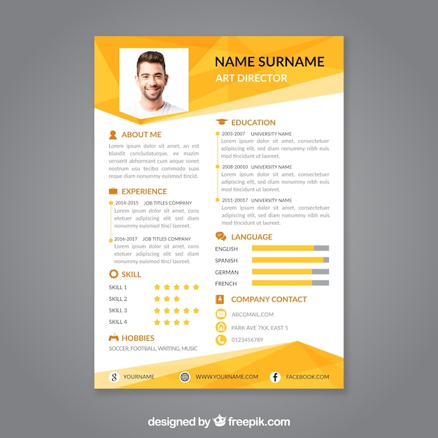 Modelo de curriculum vitae profissional