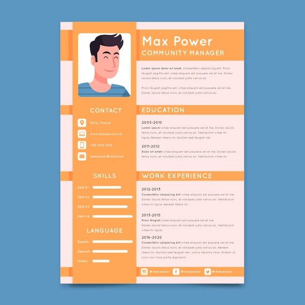 Vetor modelo de cv ilustrado por criativo