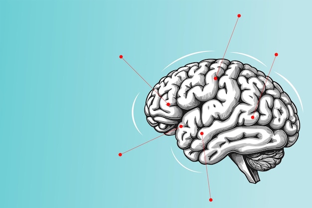 Modelo de definição de células cerebrais humanas, campo de texto em branco e aplicativo de descrição do paciente