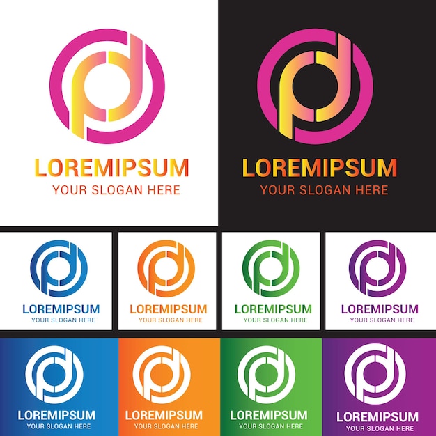 Modelo de desenho da letra p d o logotipo