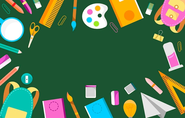 Modelo de desenho de fundo de materiais escolares