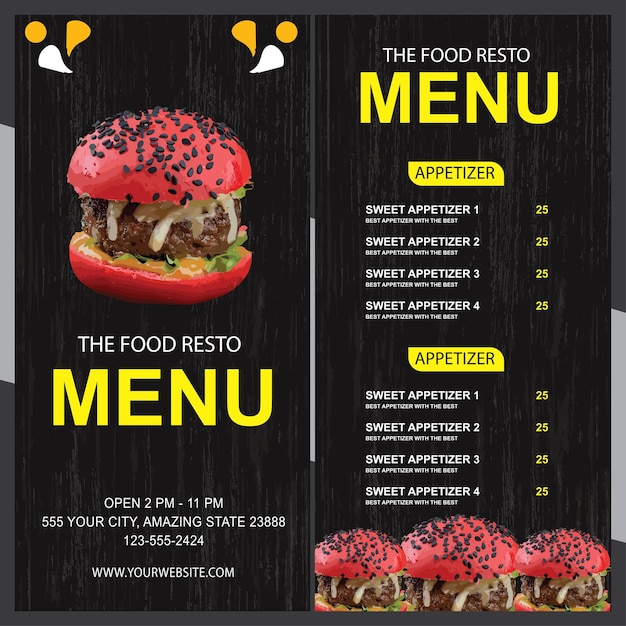 modelo de desenho de menu de alimentos