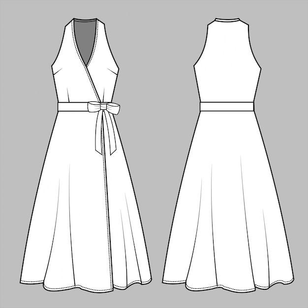 Vetor modelo de desenho de moda verão vestido