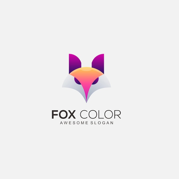 Vetor modelo de design colorido do logotipo da cabeça de raposa