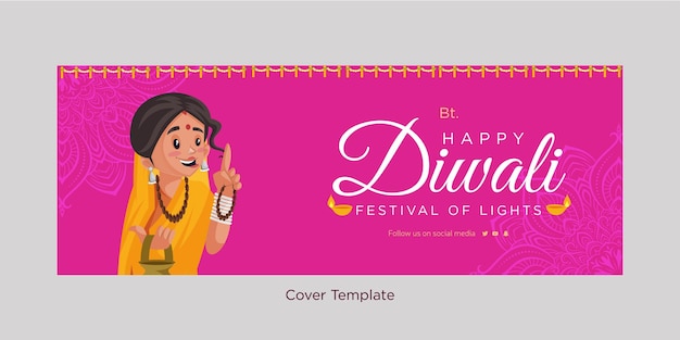 Modelo de design da capa do feliz festival de luzes de diwali