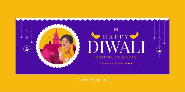 Modelo de design da capa do feliz festival de luzes de diwali