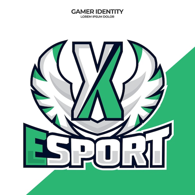 Vetor modelo de design da letra x do logotipo do esporte asa de águia ilustração do logotipo do esporte de pássaro logotipo inicial do esport