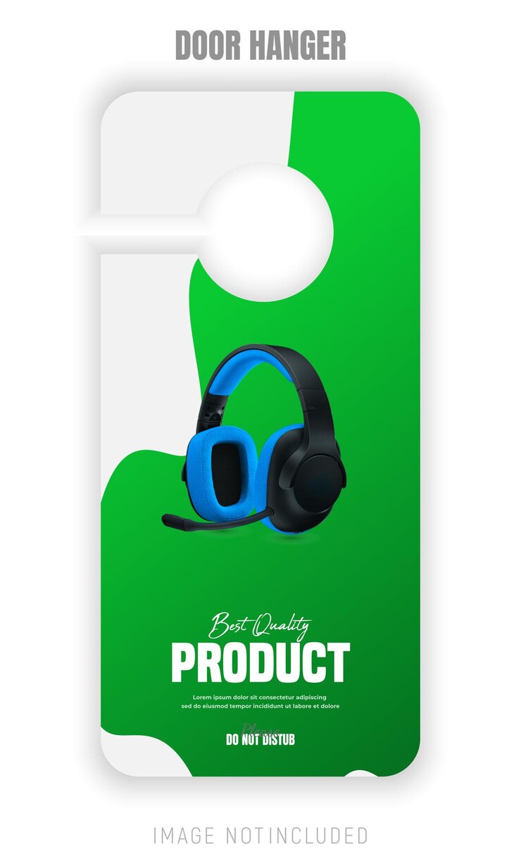 Vetor modelo de design de anúncio de fone de ouvido de marca e pendure de porta ou banner da web
