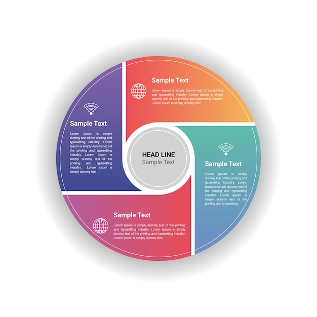 Modelo de design de apresentação de infográfico de negócios ou conceito de etapas de opções de rótulo infográfico 4.