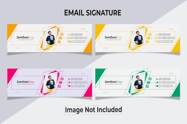 Vetor modelo de design de assinatura de e-mail colorido
