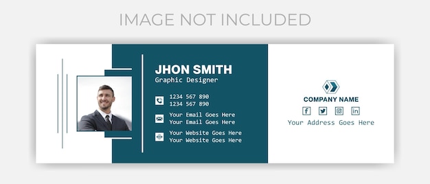 Modelo de design de assinatura de e-mail corporativo e limpo para apresentação de suas informações pessoais