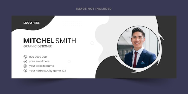 Modelo de design de assinatura de e-mail vetorial ou banner de mídia social